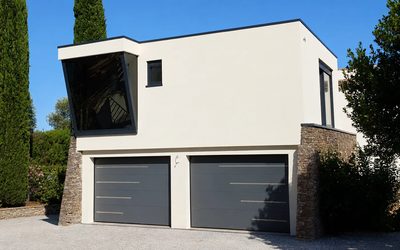 Surélévation à ossature bois et façade vitrée à Èze